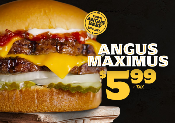 Carl's Jr. promotion featuring the Angus Maximus burger with 100% Angus Beef